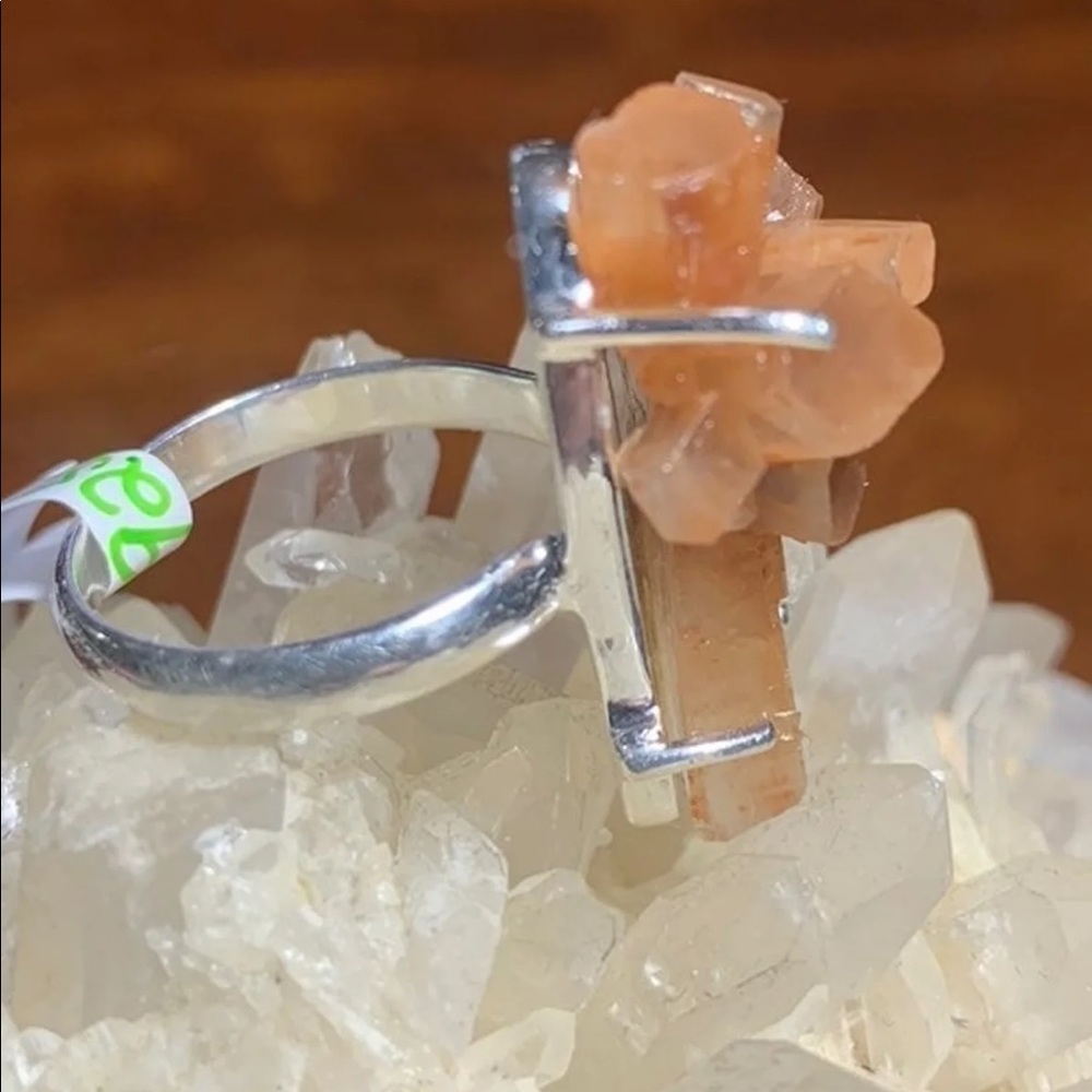 Solid Sterling Aragonite Star Ring - image 2